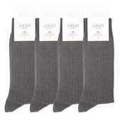 4 Pack - Premium Fine Ribbed Men’s Wedding & Formal Socks – Sleek Anthracite Grey