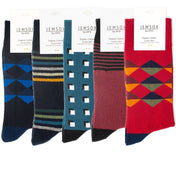 5pk Ashbourne & Vale Quintet - Organic Cotton Comfort Welt Socks (One Size UK 9-12)