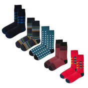 5pk Ashbourne & Vale Quintet - Organic Cotton Comfort Welt Socks (One Size UK 9-12)