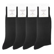 4 Pack - Premium Fine Ribbed Men’s Wedding & Formal Socks – Midnight Black