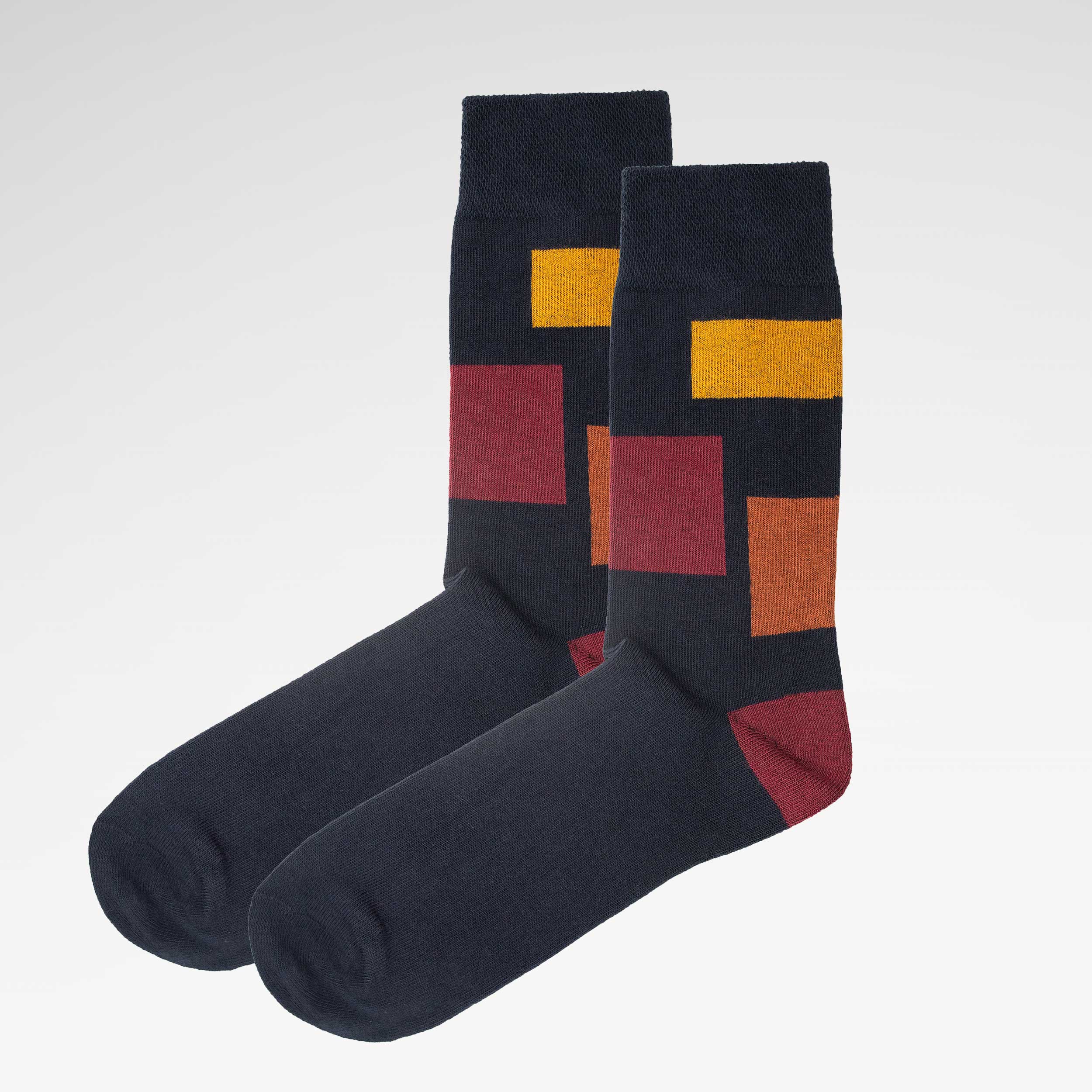 Block Pattern Organic Cotton Men’s Socks | Comfort Top & Breathable ...
