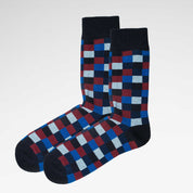Square Pattern Organic Cotton Mens Socks | Comfort Top & Soft Fit
