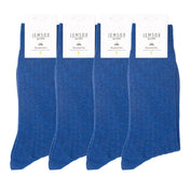 4 Pack - Premium Fine Ribbed Men’s Wedding & Formal Socks – Sweet Blue Melange