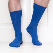 4 Pack - Premium Fine Ribbed Men’s Wedding & Formal Socks – Sweet Blue Melange