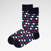 Box Geo Print Mens Socks – Organic Cotton Crew