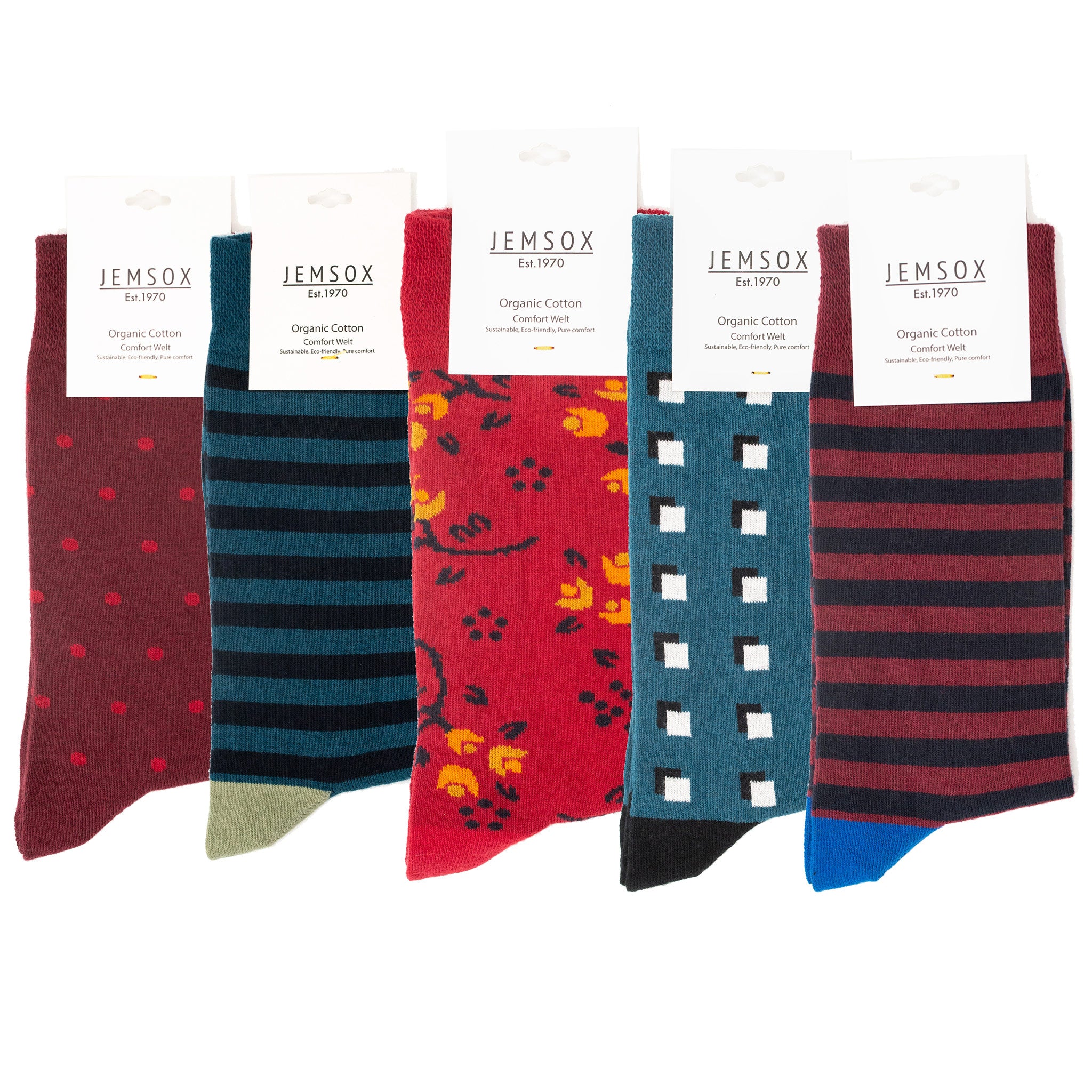 5pk Men's The Breton Collection Socks Gift Set – Organic Cotton Gentle Grip Socks, UK 9–12