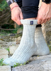 British Wool Boot Socks – Light Grey Natural | 100% British Wool Luxury Boot Socks