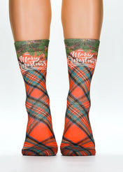 Check Berry Mens  Christmas Socks