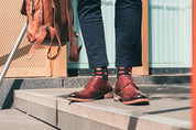Circle Geo Red Organic Cotton Mens Socks | Comfort Top & Bold Style