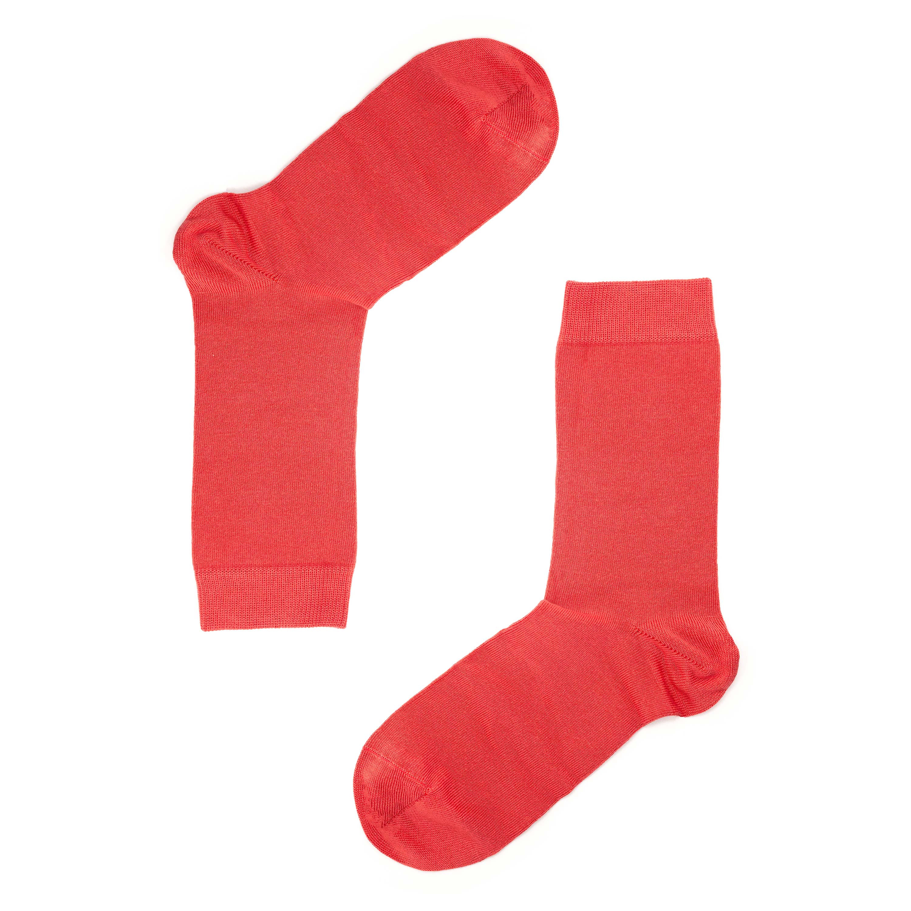 Luxury Socks Multipack 3 Pairs / 5-Pairs Coral Red Plain Colour Men's Crew Socks Size 7-12