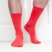 Luxury Socks Multipack 3 Pairs / 5-Pairs Coral Red Plain Colour Men's Crew Socks Size 7-12