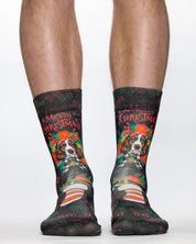 Deer Dog Mens Christmas Socks