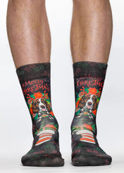 Deer Dog Mens Christmas Socks