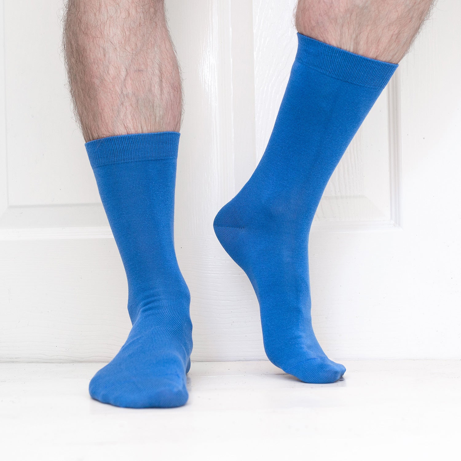 Luxury Socks Multipack 3 Pairs / 5-Pairs Electric Cobalt Blue Plain Colour Men's Crew Socks Size 7-12