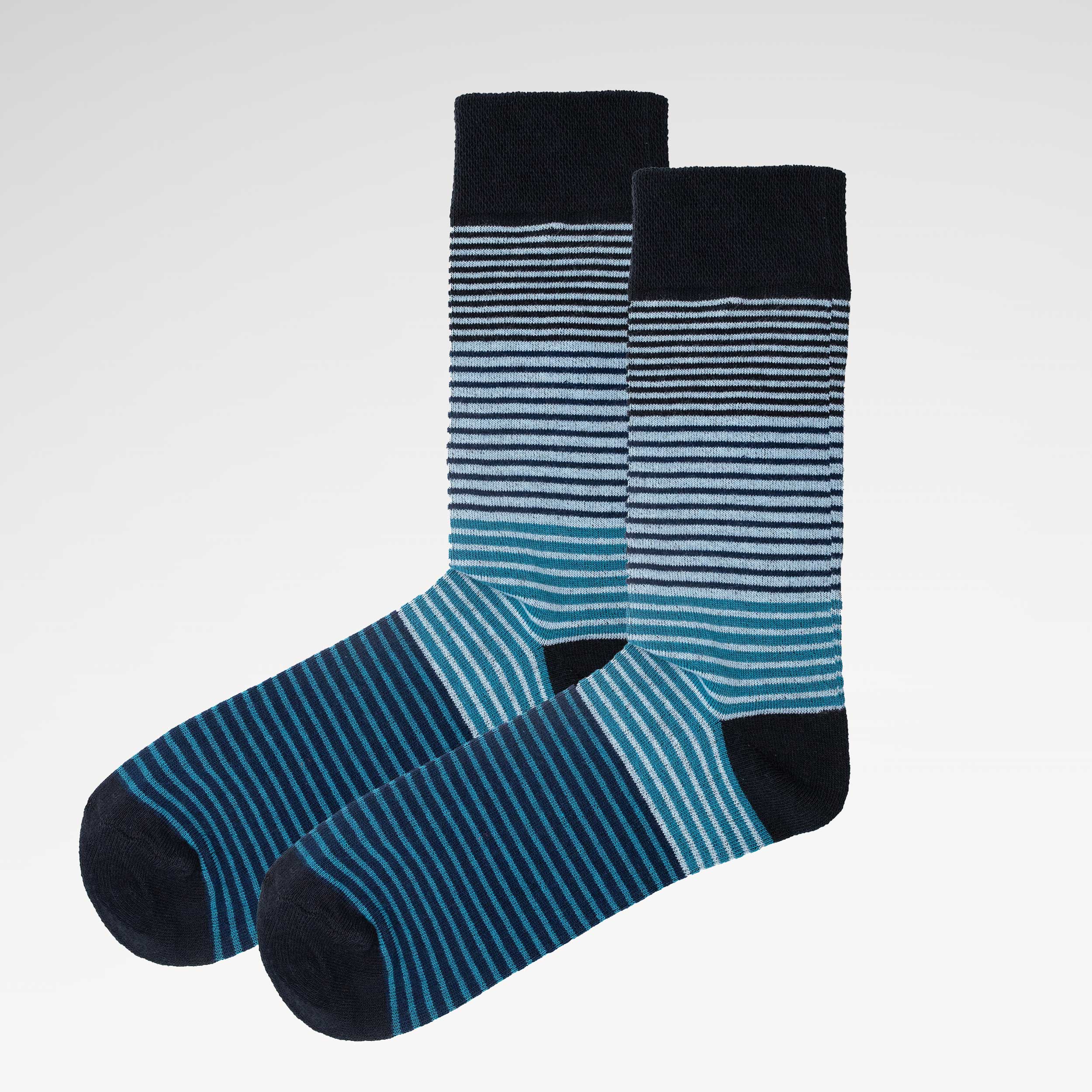 All Over Fine Stripe Organic Cotton Mens Socks | Comfort Top Fit