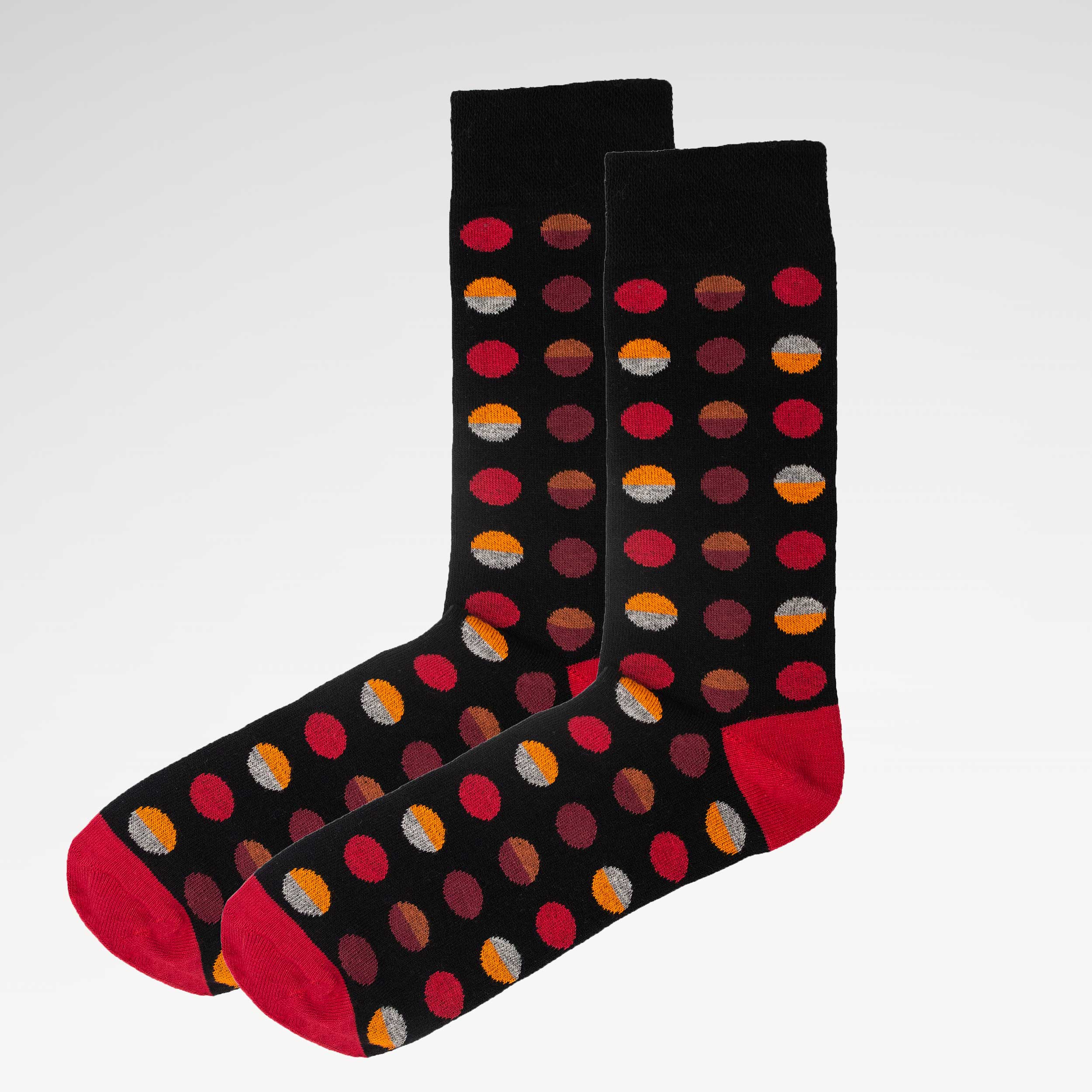 Circle Geo Red Organic Cotton Mens Socks | Comfort Top & Bold Style