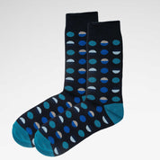 Circle Geo Turquoise Mens Socks | Organic Cotton & Comfort Top