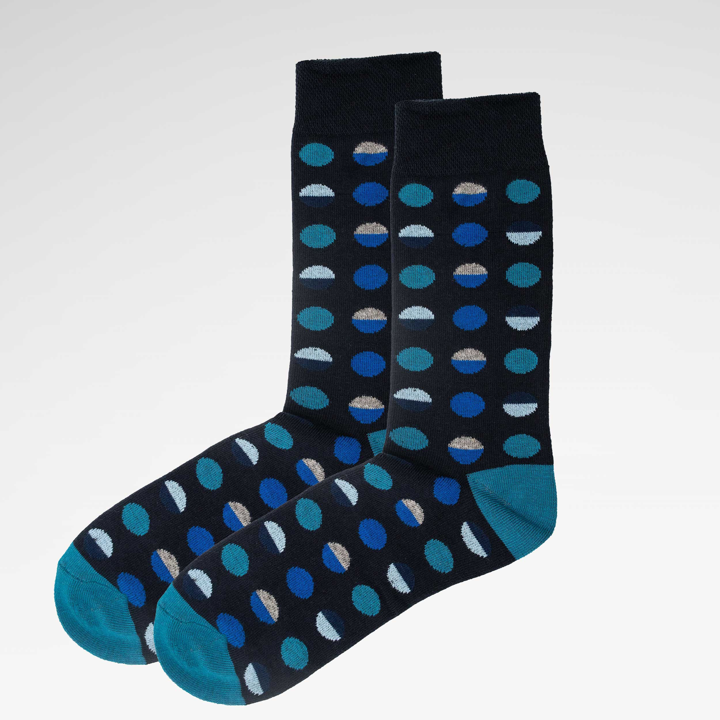 Circle Geo Turquoise Mens Socks | Organic Cotton & Comfort Top