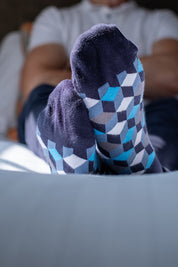 Box Geo Print Mens Socks – Organic Cotton Crew