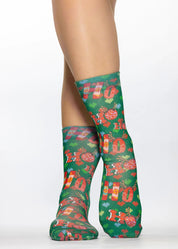 Knitted HoHo Christmas Ladies Socks