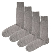 4 Pack - Premium Fine Ribbed Men’s Wedding & Formal Socks – Light Grey Marl