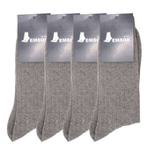 4 Pack - Premium Fine Ribbed Men’s Wedding & Formal Socks – Light Grey Marl