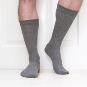 4 Pack - Premium Fine Ribbed Men’s Wedding & Formal Socks – Light Grey Marl