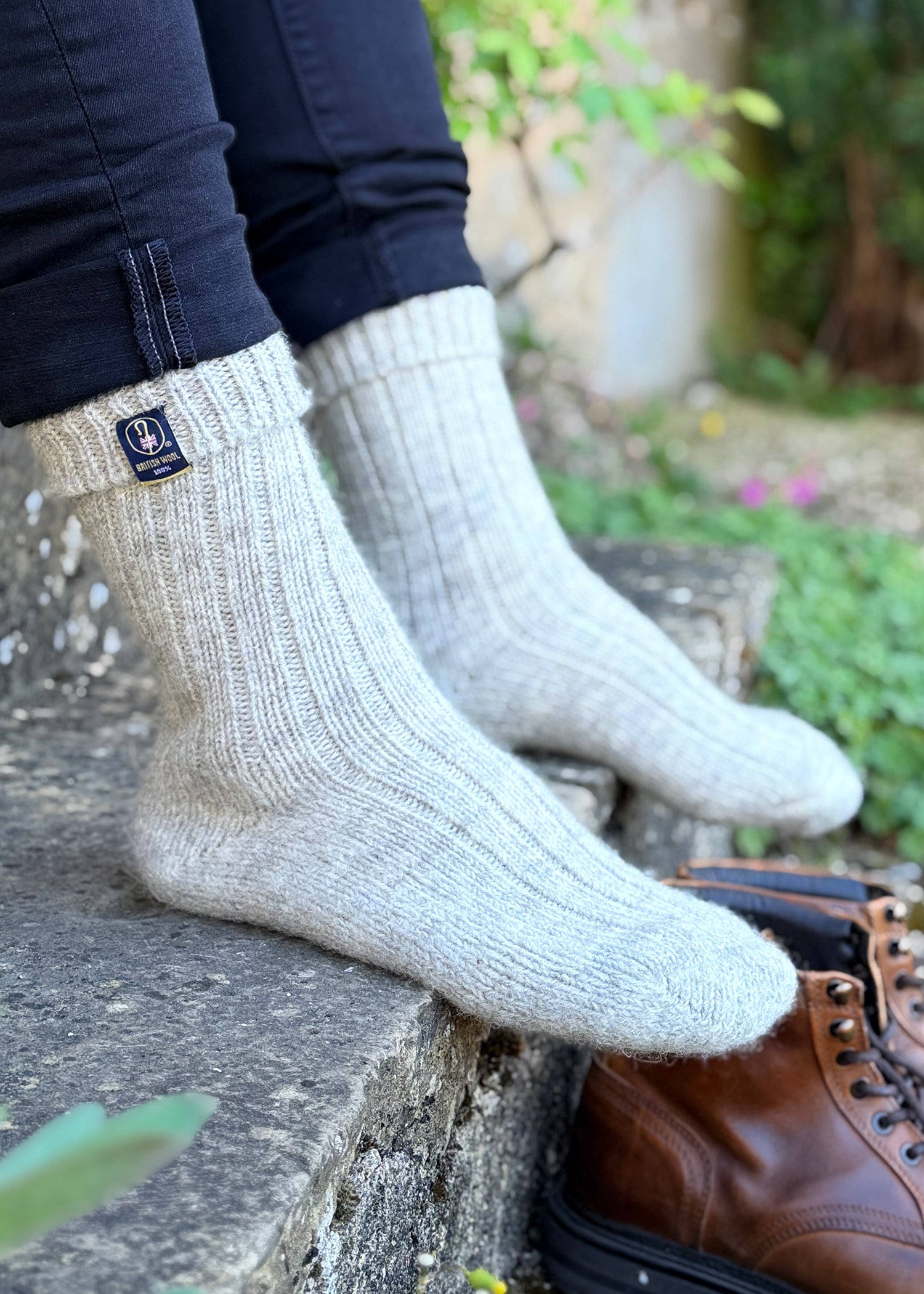 British Wool Boot Socks – Light Grey Natural | 100% British Wool Luxury Boot Socks