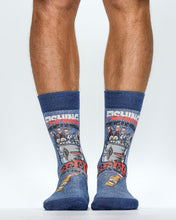 Colourful socks with fishing and beer design