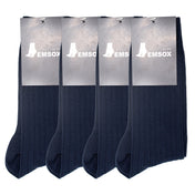 4 Pack - Premium Fine Ribbed Men’s Wedding & Formal Socks – Navy Blue