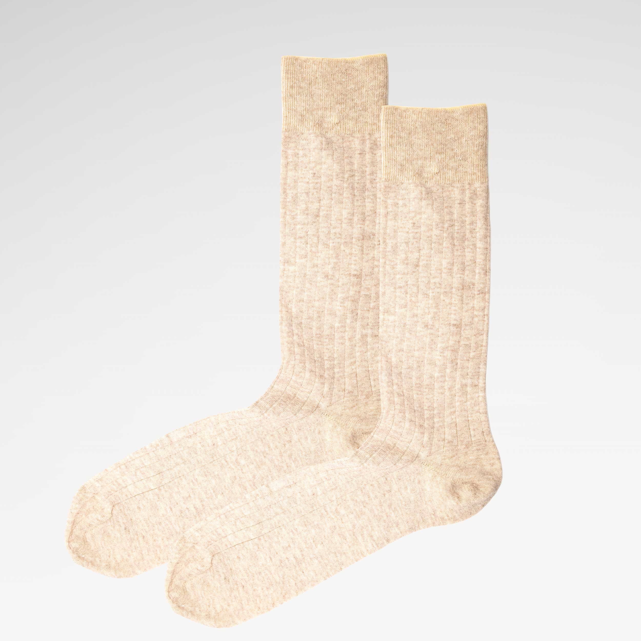 Oatmeal Marl Recycled Rib Mens Socks | Eco-Friendly & Cosy