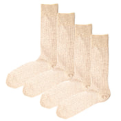 4 Pack - Premium Fine Ribbed Men’s Wedding & Formal Socks – Oatmeal Marl