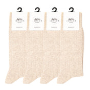 4 Pack - Premium Fine Ribbed Men’s Wedding & Formal Socks – Oatmeal Marl