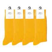 4 Pack - Premium Fine Ribbed Men’s Wedding & Formal Socks – Warm Ochre