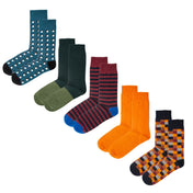 5pk Oxford & Field Quintet - Organic Cotton Comfort Welt Socks (One Size UK 9-12)