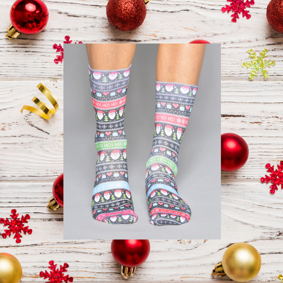 Santa Ethnic Design Christmas Mens Socks