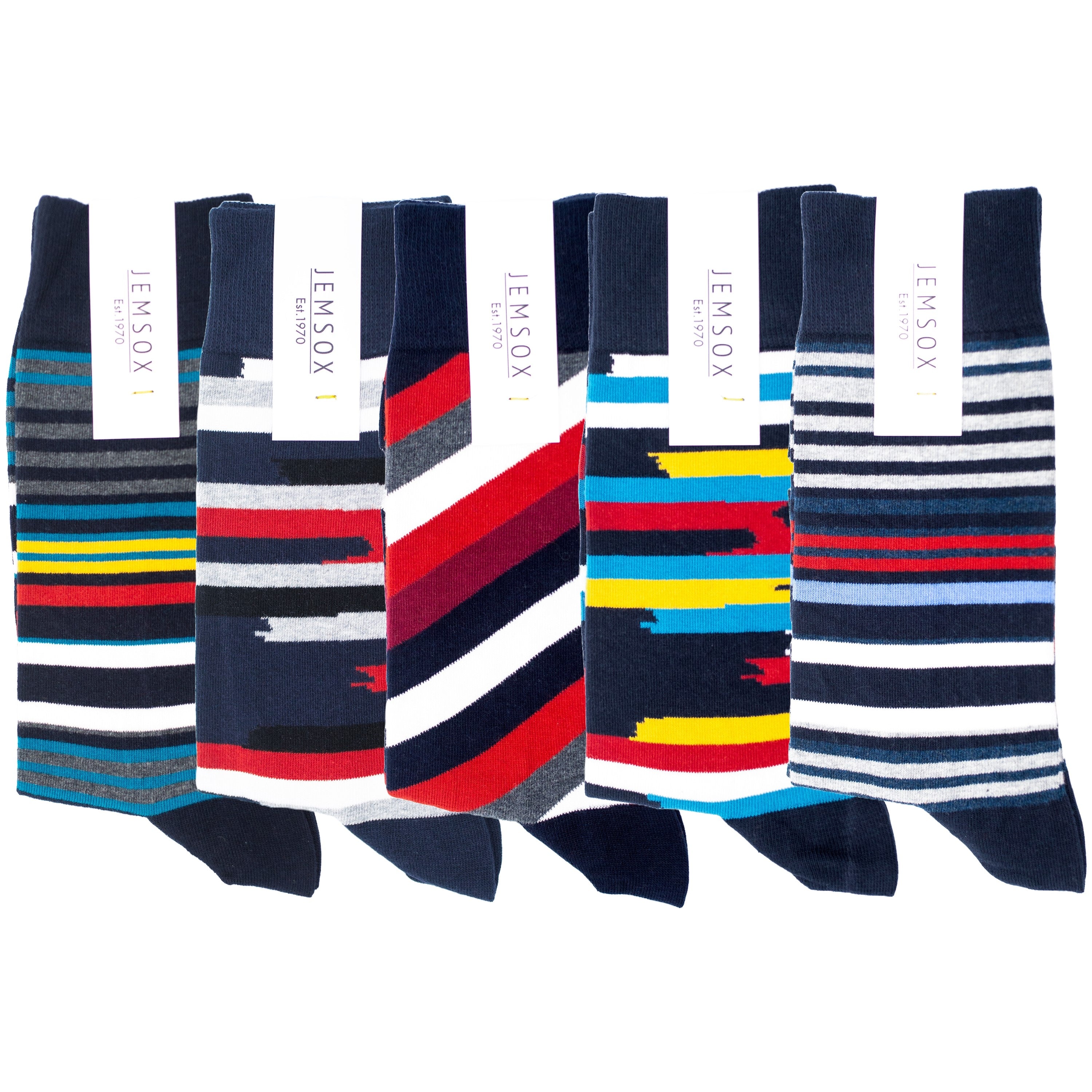 5-Pack Multi Stripe Socks – Organic Cotton Crew