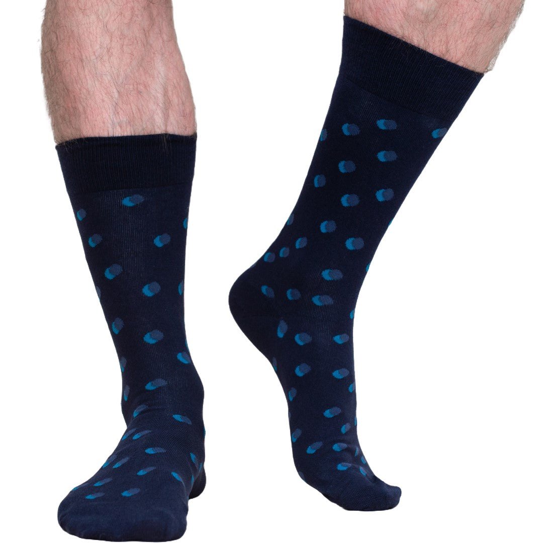 5-Pack Mens Blue Multi Design Socks – Organic Cotton