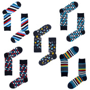 5-Pack Multi Box Geo & Stripe Selection Organic Cotton Socks
