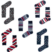 5-Pack Multi Spot & Stripe Organic Cotton Socks