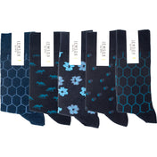 5-Pack Mens Blue Multi Design Socks – Organic Cotton