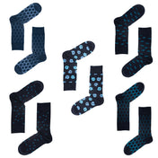 5-Pack Mens Blue Multi Design Socks – Organic Cotton