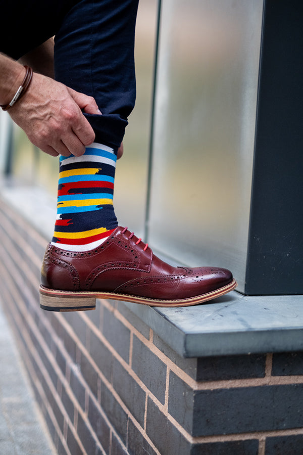 Fuzzy Stripe Mens Socks – Organic Cotton