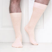 4 Pack - Premium Fine Ribbed Men’s Wedding & Formal Socks – Soft Rose Pink