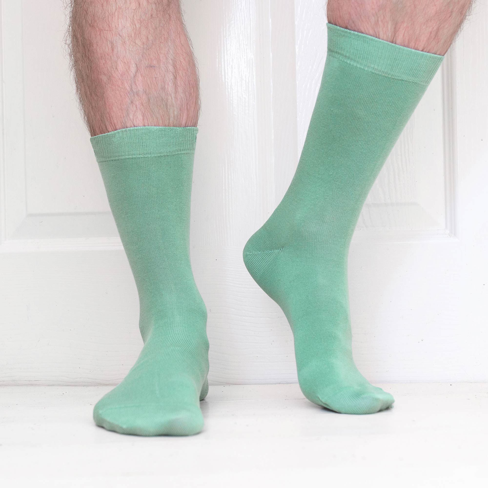 Luxury Socks Multipack 3 Pairs / 5-Pairs Green Plain Colour Men's Crew Socks Size 7-12