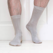 Luxury Socks Multipack 3 Pairs / 5-Pairs Grey Plain Colour Men's Crew Socks Size 7-12