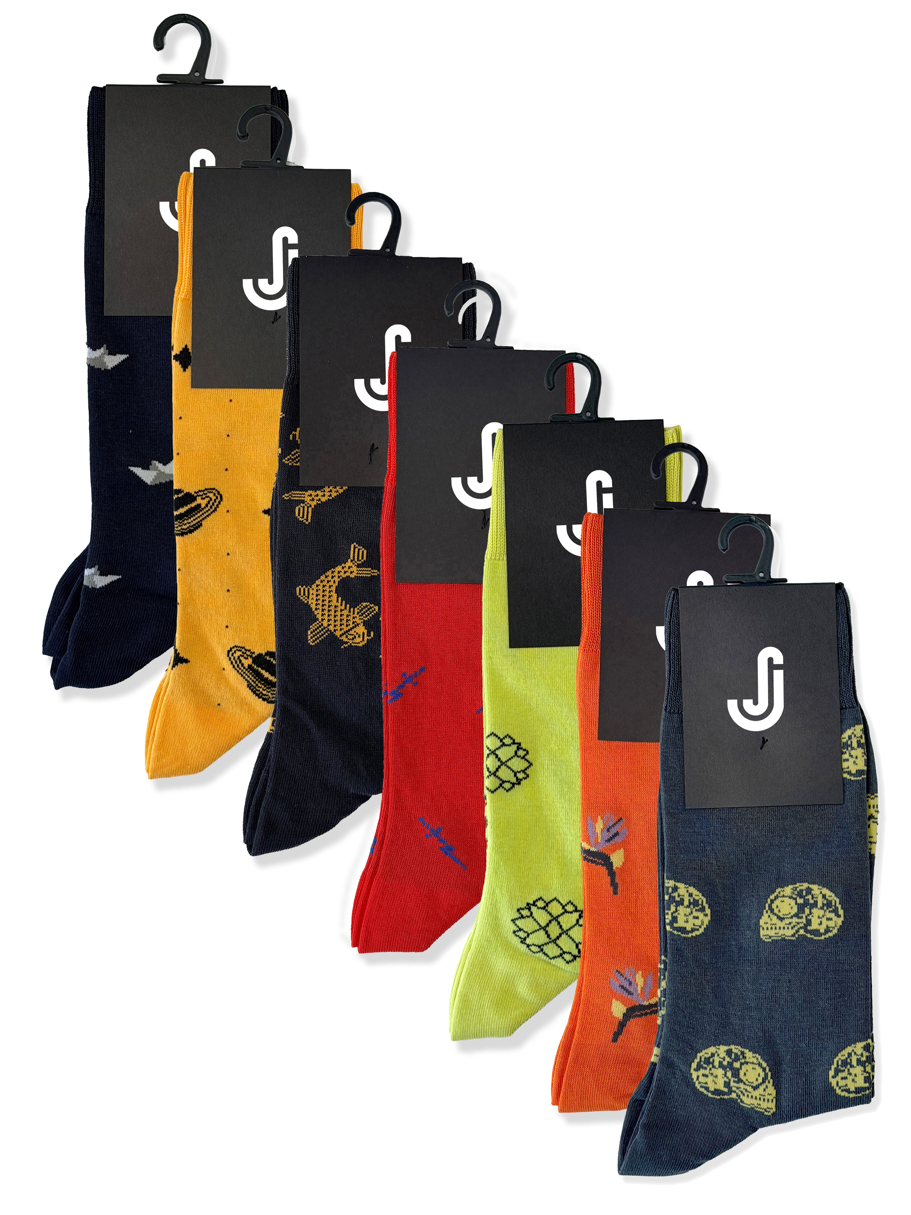 The Weekly Rebel – 7 Pack Unisex Novelty Socks – Different Design for Every Day – UK 3.5-6.5