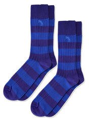 Men's Twin Pack Rugby Socks – Blue Multi Stripe