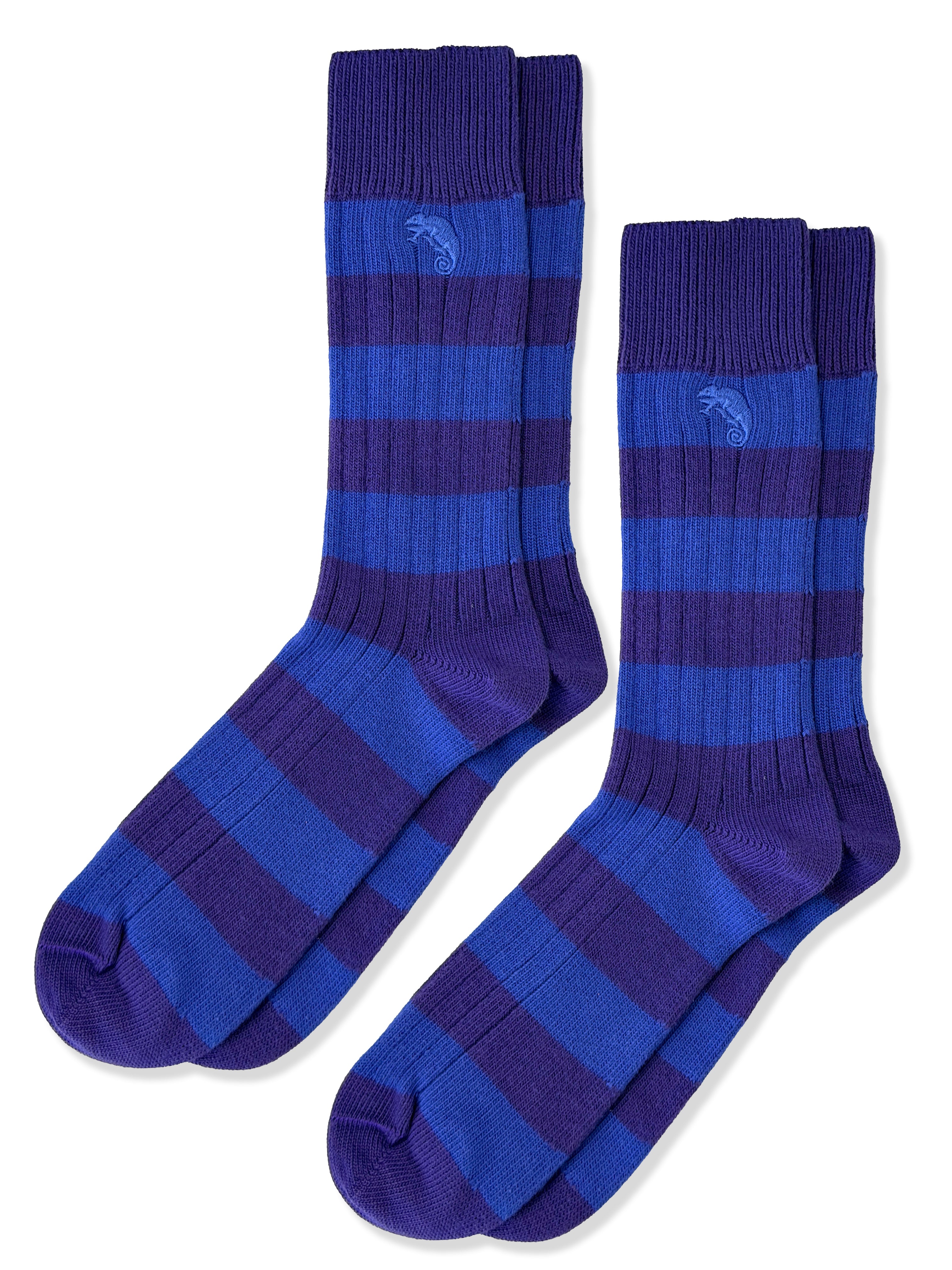 Men's Twin Pack Rugby Socks – Blue Multi Stripe