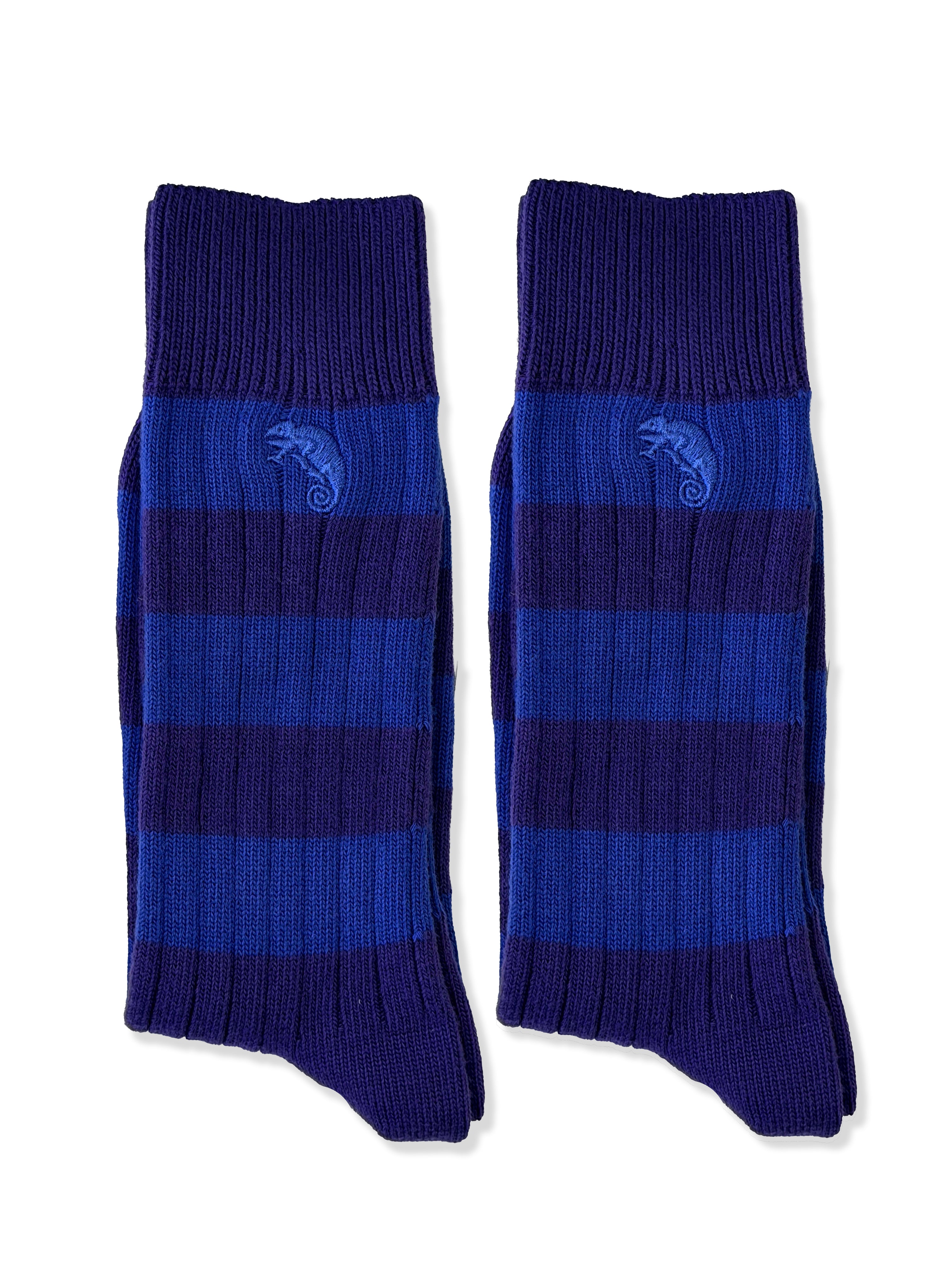 Men's Twin Pack Rugby Socks – Blue Multi Stripe